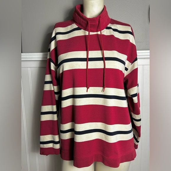 PACER PETITES Vintage Knit Pullover Sweat Shirt with Draw String Collar Size LG - Picture 1 of 7